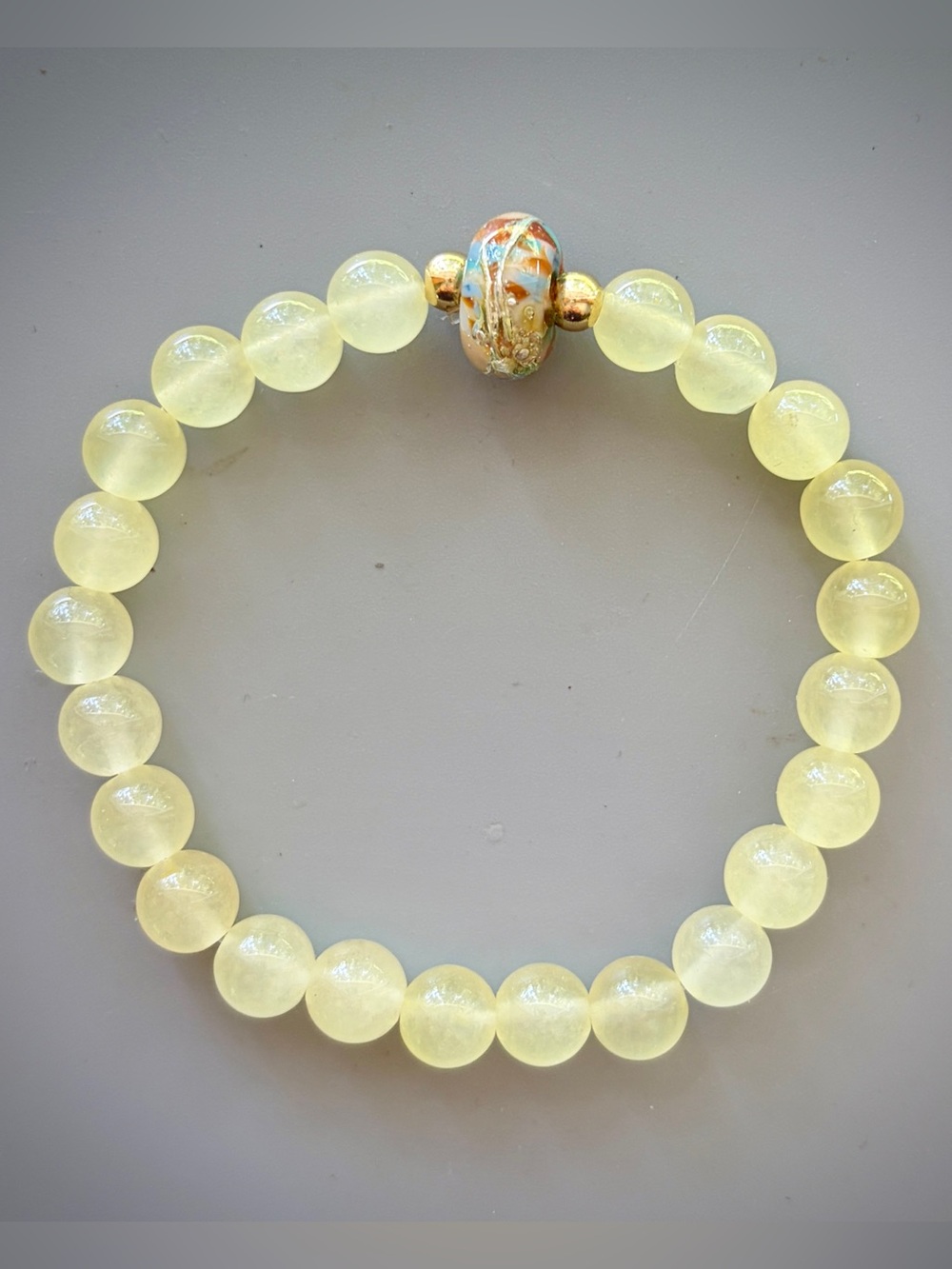 Soft Yellow Jade Handcrafted Beaded Bracelet